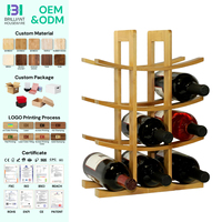Nouvel Arrivage BH : Organisateur de Comptoir en Bois pour 12 Bouteilles de Vin, Présentoir Autoportant pour Verres à Vin, Casier à Vin en Bambou