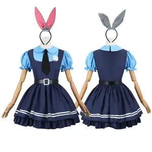 BAIGE Cosplay robe pour femmes Cosplay Anime Judy robe dessin animé Joint Style robe Cosplay femme de chambre lapin tissu