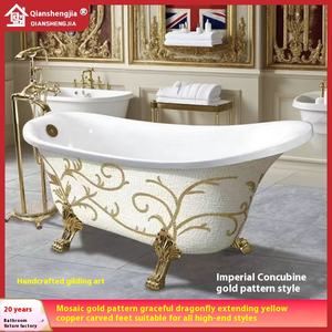 Драконий узор в китайском древнем Европейском стиле, Императорская наложница, Золотая винная красная глубокая ванна, гидромассажная Ванна - Product Image 6