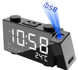 Multifunction Desk Digital Alarm Clock FM Radio Electronic LED Alarm Clock for Bedroom Time Projection Clock