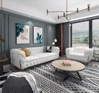 Conjunto de sala de estar Original, mueble de sofá de cuero turco, tapizado en terciopelo púrpura, Chesterfield
