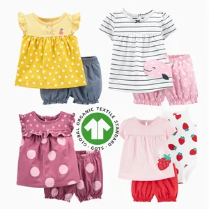 Summer 2 Piece Sets Short Sleeve Shorts Party Skirt Girls Children Clothes 6 Months Kids Suit