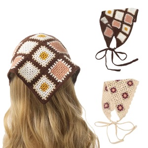 Q&Y Nuova Fascia per Capelli Floreale all'Uncinetto, Foulard da Donna, Sciarpa per Capelli, Fascia con <span class=keywords><strong>Margherite</strong></span>, Foulard Vintage a Quadrati per Ragazze - Product Image 1