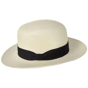 Unisex Toquilla Panama <b>Hat</b> Wide Brim <b>Straw</b> <b>Hat</b> with Black Ribbon Band Beach Outdoor Use Adult Size - Product Image 3