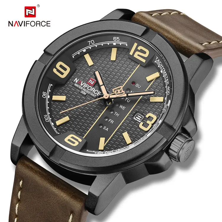NAVIFORCE 9177 BYDBN Wholesale Brand Luxury Wrist Watch For Man Leather Quartz Watch Sports Waterproof Calendar Male Clock