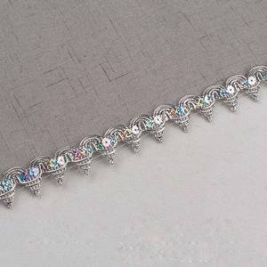 DIYコスチューム裁縫25MM 9 <span class=keywords><strong>m</strong></span>編組スパンコールレーストリミングゴールド生地レースDancewewwareメタリックタッティングトリムレース - Product Image 5