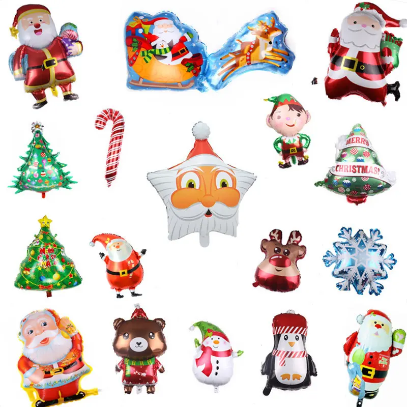 Christmas Foil Balloons Elk Snowman Santa Claus Gingerbread Man Xmas Tree Light Bulbs Snowflake Balloon Christmas Decor For Home
