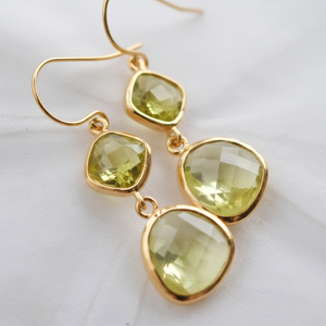 Boucles d'oreilles designer en argent sterling 92.5 avec topaze citron et pierre précieuse-or vermeil - Product Image 1