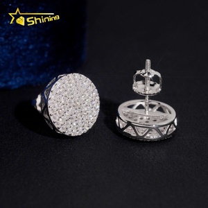 <span class=keywords><strong>Orecchini</strong></span> da uomo in <span class=keywords><strong>argento</strong></span> <span class=keywords><strong>925</strong></span> di alta qualità con moissanite, stile hip hop, con test diamante e finitura ghiacciata - Product Image 3
