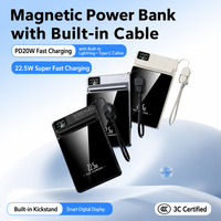 Boîtier de batterie externe portable 3-en-1 en alliage d'aluminium magnétique haute capacité 5000 mAh avec charge rapide Type-C 22,5 W et chargeur sans fil