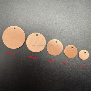 15mm 20mm 25mm 30mm 35mm 無メッキ純銅T2丸型タグ ソフトメタル装飾品 刻印・彫刻用 - Product Image 2