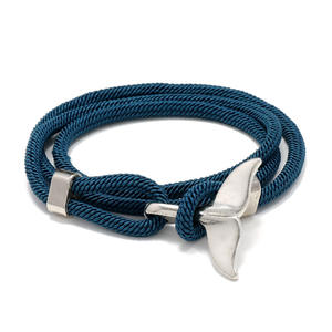 <span class=keywords><strong>Bracelet</strong></span> en fer unisexe fait main, style queue de baleine, série Océan, avec boucle milanaise, motif ancre, corde tressée, cadeau tendance pour couple - Product Image 5
