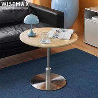 WISEMAX FURNITURE Meubles de style nordique pour la maison, table d'appoint créative pour canapé, table basse ronde en métal et bois pour salon, appartement