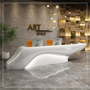 Bureau de réception moderne sur mesure, fabrication professionnelle, matériaux FRP, bois et métal, pour bureau, hôtel, magasin, salon, clinique de beauté - Product Image 1