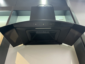 Commande vocale supérieure noire en forme <span class=keywords><strong>de</strong></span> courbe <span class=keywords><strong>de</strong></span> cheminée en verre avec <span class=keywords><strong>hotte</strong></span> aspirante à nettoyage automatique - Product Image 3