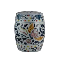 Tabouret Tambour Vintage en Porcelaine Famille Verte, Motif Fleur de Phénix, Siège de Jardin en Céramique, Décoration pour Villa et Hall d'Hôtel, Vente en Gros