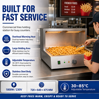 Chauffe-frites professionnel en acier inoxydable avec double lampe chauffante – Station de maintien au chaud pour restaurants de restauration rapide et de burgers