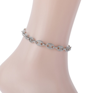 Pig Nose <b>Anklet</b> Women's <b>Anklet</b> 9mm9inch 10inch Single Row Male and Female Zircon - Product Image 1