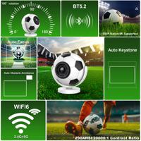 Mini projecteur 170ANSI HY300F en forme de ballon de football, Wifi6, Android 14 avec Allwinner H726, BT 5.4, cinéma maison
