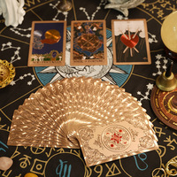 Jeu de cartes de tarot en PVC or rose Soleil et Lune avec dos décoratif et coffret cadeau pour la lecture et la collection de tarot, vente en gros