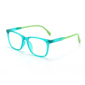 TR90铆钉矩形绿色透明儿童nino青少年儿童montures optiques tr90光致变色防蓝光眼镜