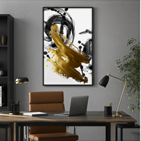 Art mural abstrait noir, blanc et or en fer et aluminium, impression à la craie, pour salon, bureau, hôtel, intérieurs modernes art déco