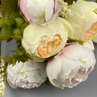13-Zweige Seiden-Pfingstrosen Künstlicher Blumenstrauß mit Wickelkern Hochwertige Blumenarrangements für Hochzeit, Zuhause und Esstisch-Dekoration