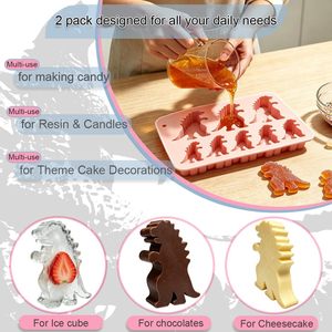 Customizable 8 Cavity Dinosaur Shape Cake Maker LFGB Non Stick BPA Free Eeay to Use <b>Silicone</b> Ice Cream Molds - Product Image 3