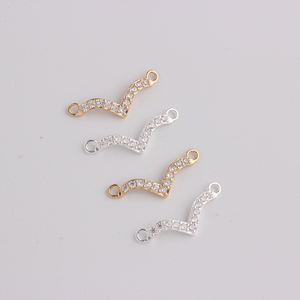 14K Or Rempli Zircon Mouette Pendentif V En Forme De Charme Connecteur <span class=keywords><strong>pour</strong></span> DIY Bracelet Collier Fabrication De <span class=keywords><strong>Bijoux</strong></span> Résultats Accessoires - Product Image 5