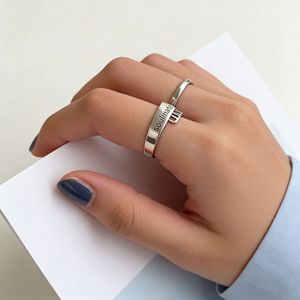 Geometric Chain <b>Ring</b> S925 Sterling <b>Silver</b> Women's Minimalist Retro Design Gift Jewelry - Product Image 5