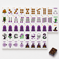 Tapis de Mahjong Américain Personnalisé pour Halloween 80x80cm en Tissu Doux, Base Antidérapante en Caoutchouc, pour 4 Joueurs, Jeu de Poker à Domicile, OEM ODM Vente en Gros