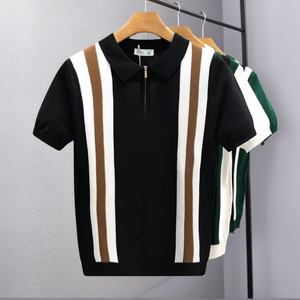 Polo de punto de verano de alta calidad 2025 para hombre, camisa de manga corta, Jersey informal con cuello en V y solapa, camisas Polo de algodón para hombre - Product Image 4