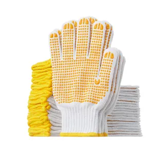 价格便宜的白色单面PVC圆点棉手套