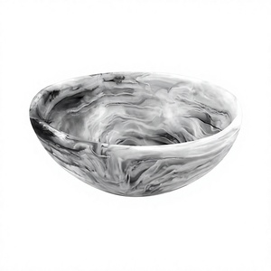 Tazón de Servir de Resina Moderna Hecho a Mano, Patrón de Remolino Marmoleado en Blanco y Negro, Vajilla Decorativa para el Hogar, Hotel o Restaurante, Diseño Único - Product Image 1