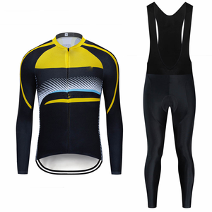 Invierno Ciclismo Jersey Set Fleece Hombres Ciclismo Ropa de manga larga MTB Bike Road Pantalones Bib Maillot Culotte Ciclismo - Product Image 1