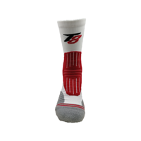 Chaussettes de sport en tricot pour le basketball et la course à pied, en polyester/nylon, avec logo personnalisé, motif rouge et blanc contrastant, coussinées, pour l'automne