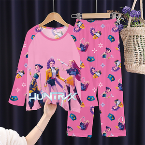 लड़कियों के पजामा K-POP लंबी आस्तीन वाली लंबी पैंट स्लीवलेवियर दो पीस शरद ऋतु के नरम बच्चों के लिए तैयार - Product Image 3