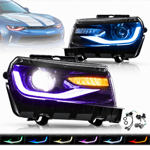 ชุดไฟหน้า LED <span class=keywords><strong>RGB</strong></span> สำหรับ Chevrolet Camaro 2014-2015 รุ่นที่ 5 SS DRL Sequential Dual Beam Lens ไฟหน้า - Product Image 4