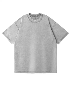 Meckmanly Men's Oversized Cotton T-Shirt Short Sleeve O-Neck Casual Jersey Knitted Plain Dyed Fit Regular Breathable Front <b>Logo</b> - Product Image 4