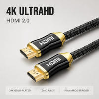 Câble 4K haute vitesse plaqué or 24 carats pour HDTV et ordinateur, gaine PVC, 60Hz 2160P 18Gbps