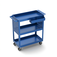 Armoire utilitaire robuste en acier à 3 niveaux avec tiroirs perforés, chariot de rangement roulant pour atelier, garage et entrepôt (OEM)