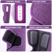 Appareil de massage des jambes sans fil violet avec compression d'air, chaleur, 5 modes et 3 niveaux EMS pour les soins des jambes à domicile et au bureau