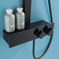 Ensemble de douche thermostatique moderne 620 mm chromé à double poignée avec jet de pluie, équipement de salle de bain en cuivre pour appartements