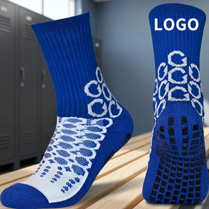 Blue Athletic <b>Socks</b> Ankle Length Jacquard Knitted Breathable Basketball Sport <b>Socks</b> with Logo on Cuff for Adults - Product Image 1