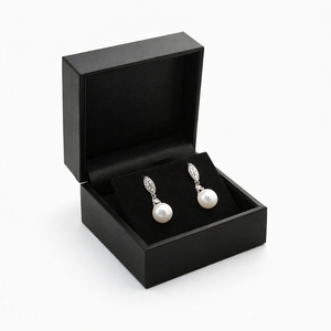 Caja para Pendientes Vintage, Diseño Minimalista, Caja de Regalo para Joyería de Cuero PU Rígido, Inserto de Gamuza, Logotipo Grabado, OEM - Product Image 2