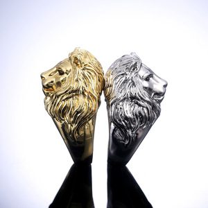 Anello con Testa di Leone per Uomo, Design Audace Dorato, Stile Hip Hop, Gioiello Maschile, Anello Aperto - Product Image 5