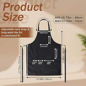 Celemek Dapur Logo Kustom Bahan Poliester Tahan Lama Anti Air Anti Minyak dengan <span class=keywords><strong>2</strong></span> Kantong Dapat Disesuaikan untuk BBQ Menggambar Menggunakan di Kebun - Product Image 6