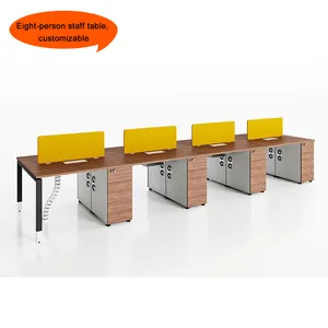 新设计彩色办公家具MFC中密度纤维板书桌模块化立方体8人员工桌工作站