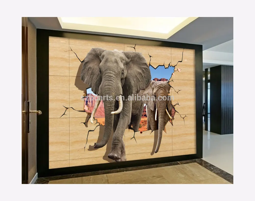 Pegatinas de pared de PVC 3D, diseños de papel, Animal elefante, para habitación de niños
