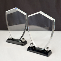 Trophée en cristal de style simple pour entreprise, avec base noire, pour sublimation, idéal pour les récompenses sportives
